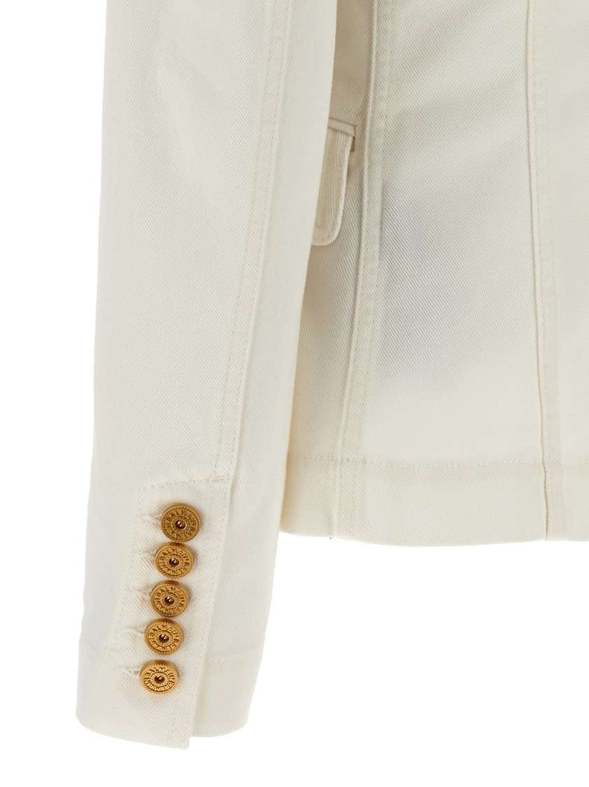 Balmain Double-breasted Six-button Jacket In White