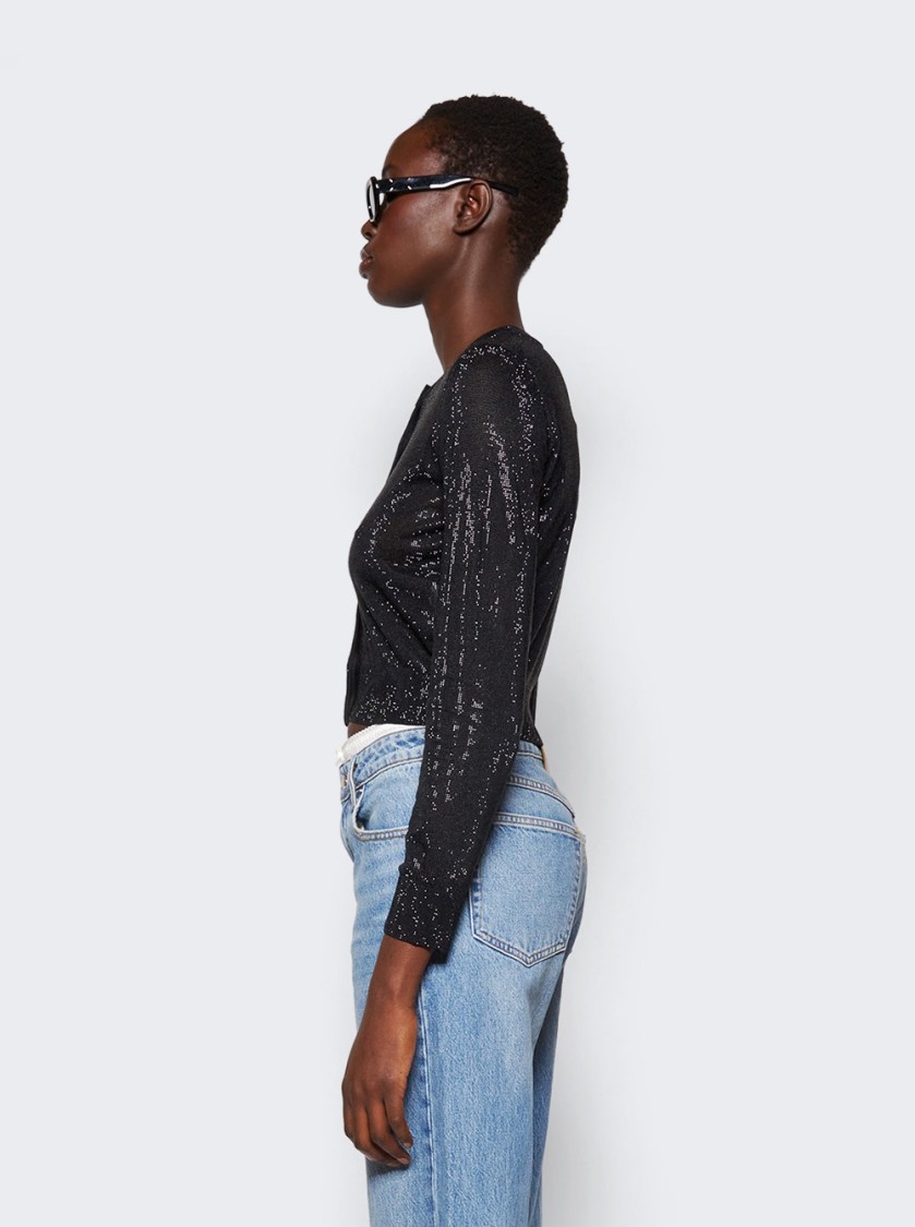 Alexander Wang Cropped Crewneck Cardigan Black In Black