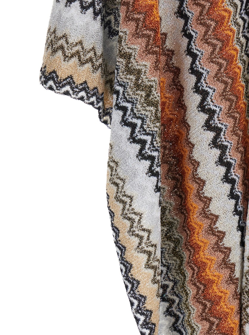 Shop Missoni Multicolor Cape With All-over Zig-zag Motif