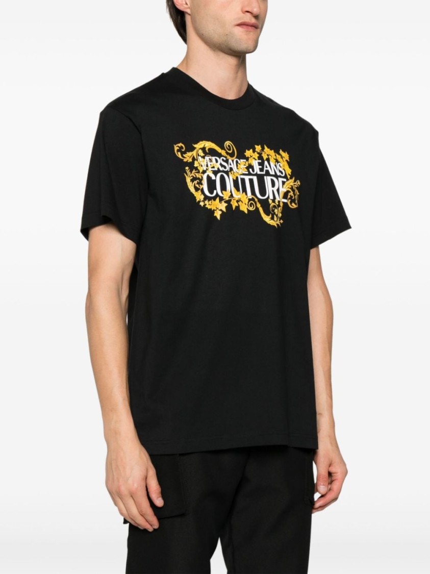 Shop Versace Jeans Couture Short Sleeve T-shirt With Print In Black