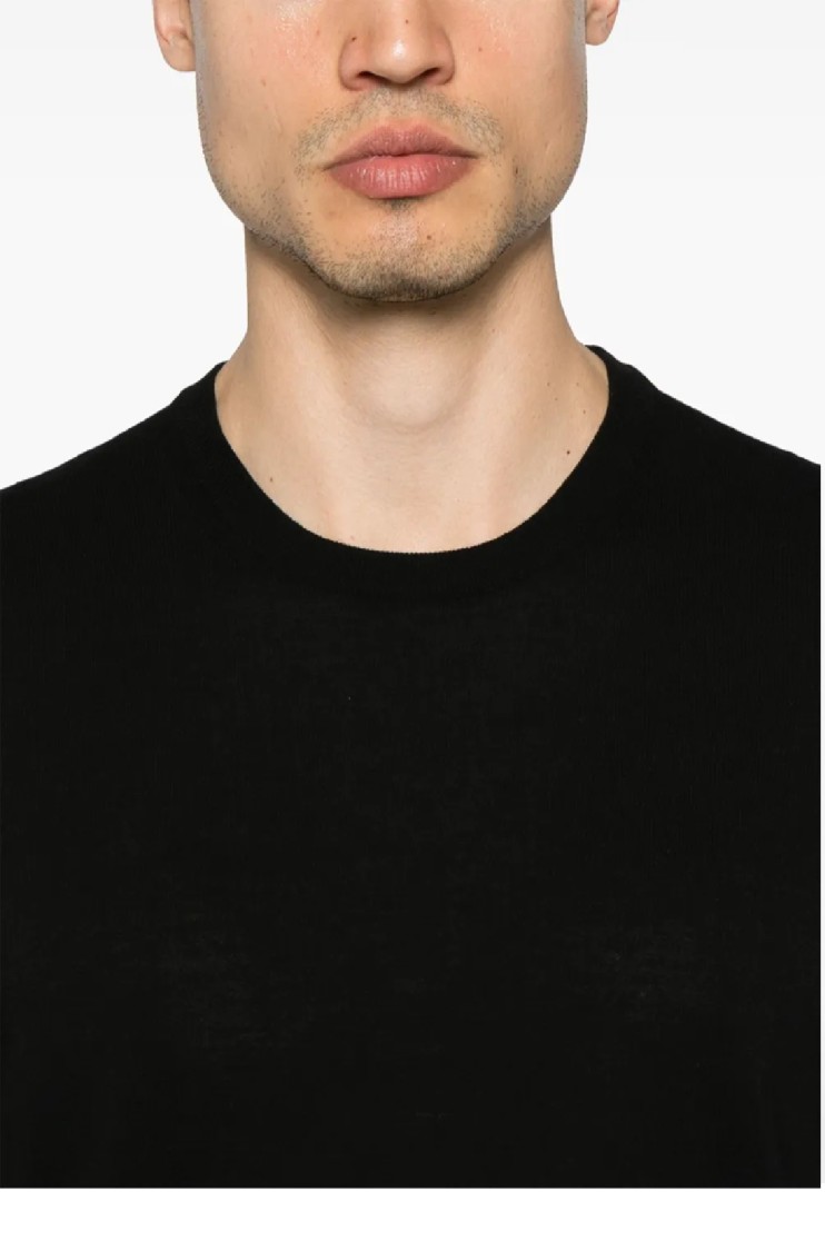 Shop Tagliatore Classic Black Cotton T-shirt With Crew Neck Design