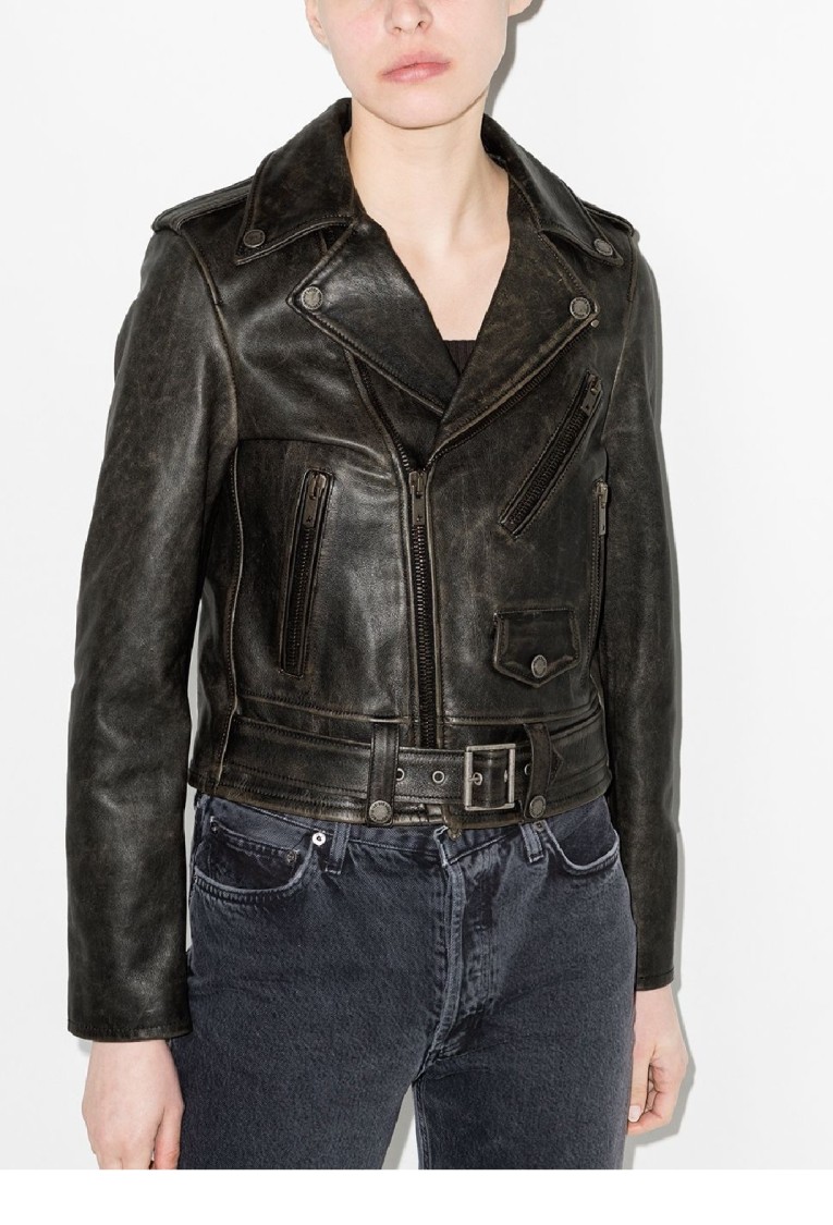 Golden Goose Leather Biker Jacket Clothing In Black