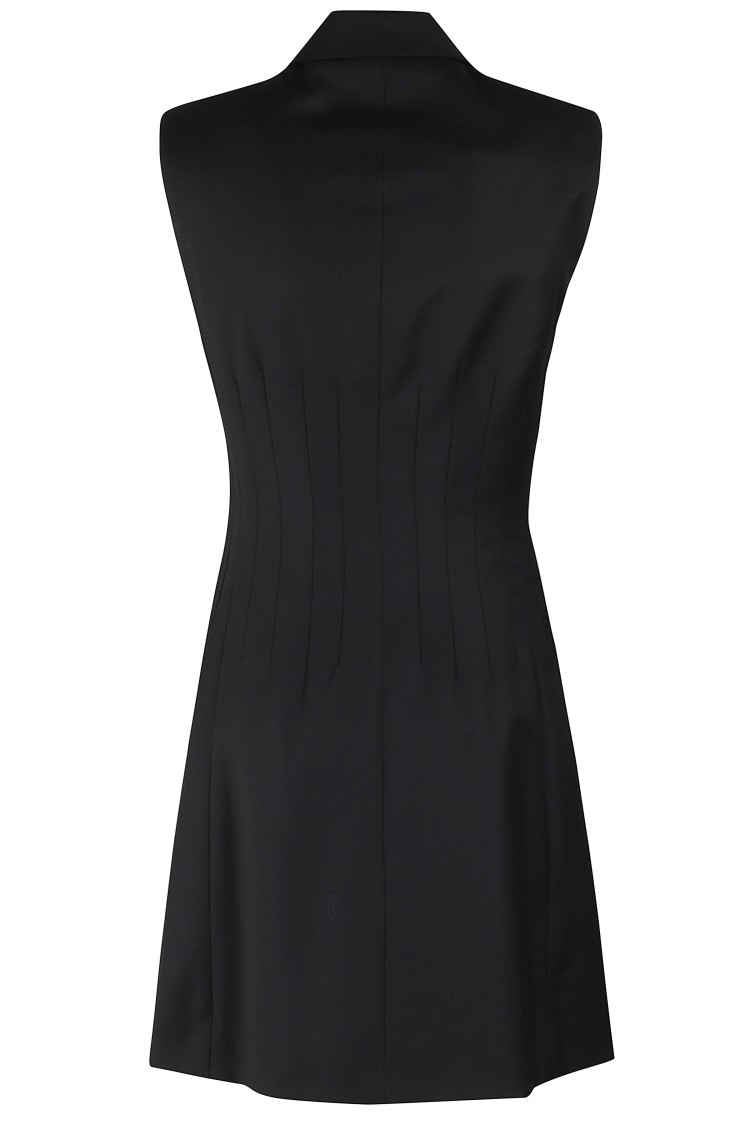 Shop Helmut Lang Sleeveless Black Wool Twill Dress