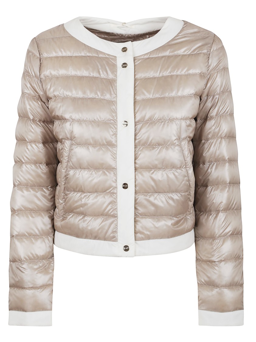 Herno Quilted Jacket With Contrast Trim And Long Sleeves