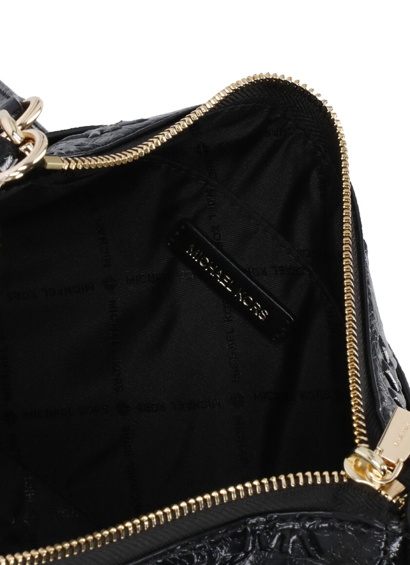 Michael Michael Kors Monogram Textured Jet Set Shoulder Bag In Grey