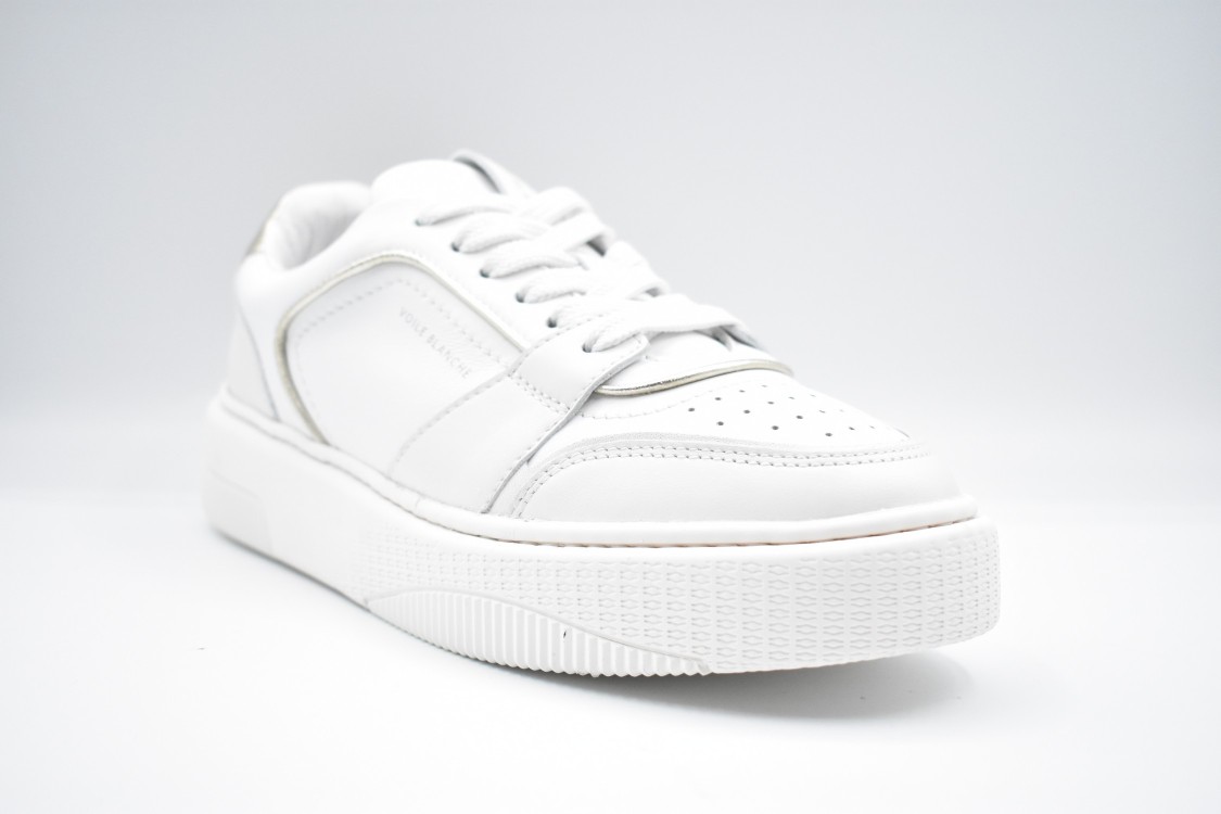 VOILE BLANCHE VOILE BLANCHE PLATINUM WHITE SNEAKERS WITH METALLIC ACCENT