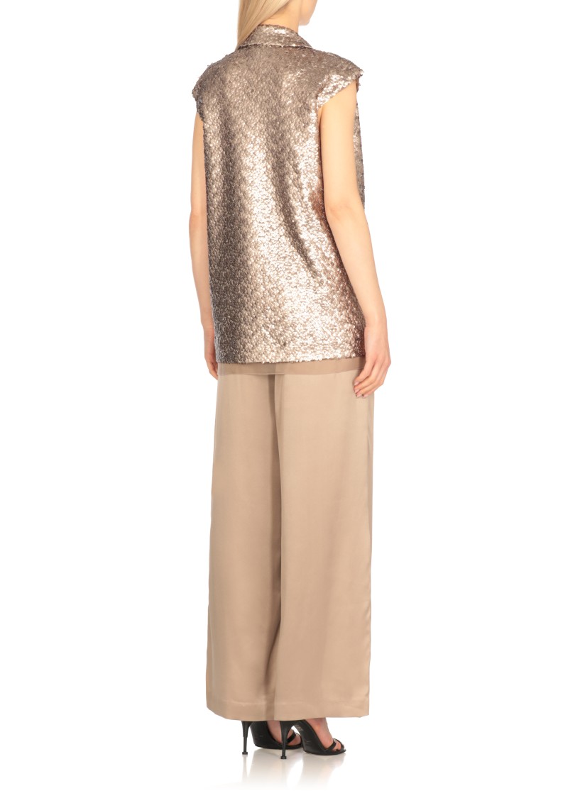 Antonelli Gold Paillettes Pattern Gilet With Peak Lapel