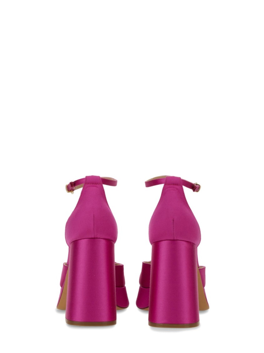 Shop Roberto Festa "nicla" Silk Heels With Ankle Strap And Block Heel In Pink