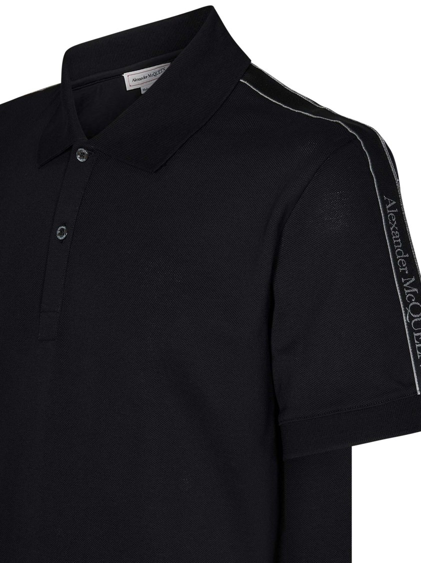 Alexander Mcqueen Organic Cotton Piquet Polo Shirt In Black