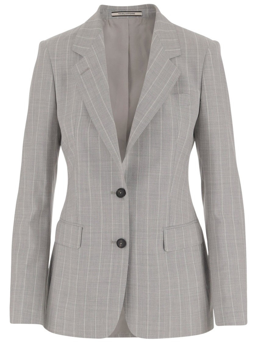 Tagliatore Wool And Silk Single-breasted Jacket In Grey