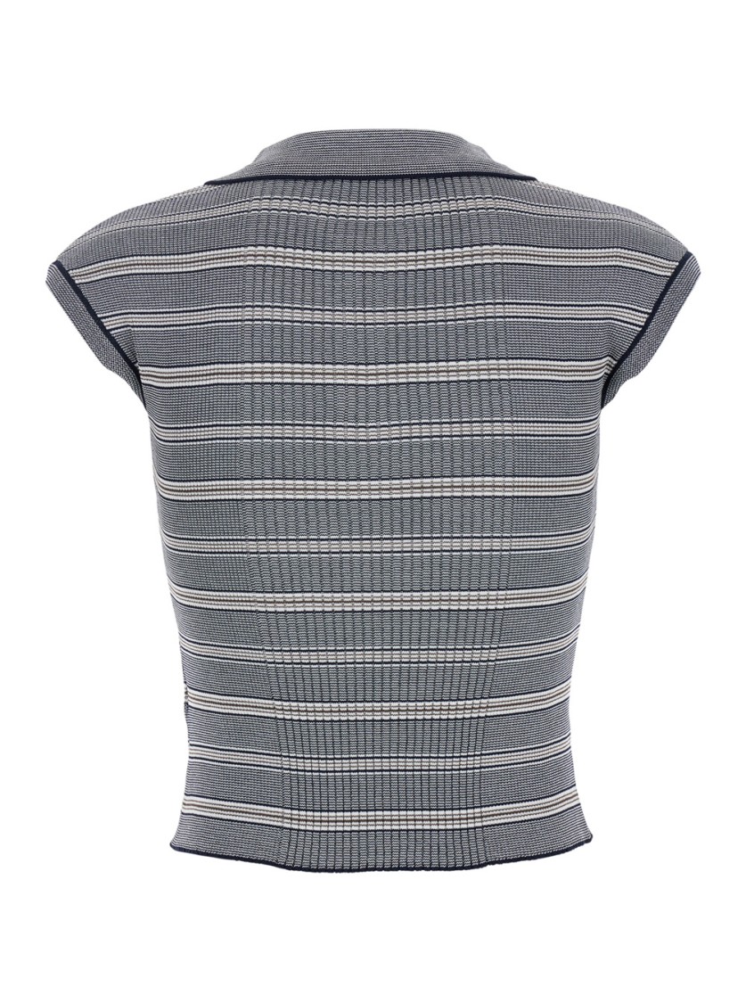 Shop Low Classic Stripe Pique Cap Sleeve Knit Top In Blue