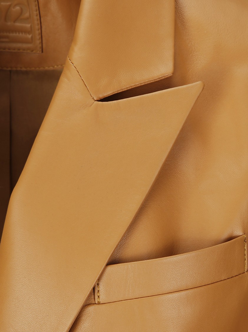 1972 Desa Leather Double-breasted Blazer In Brown