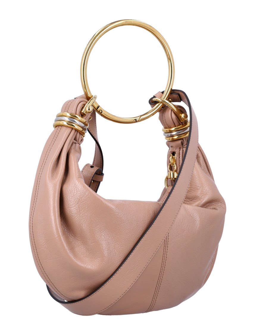 Chloé Women Small Bracelet Hobo Bag In Grained Leather In Pink