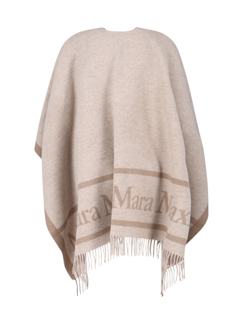 Max Mara "hilde" Wool Poncho Beige In Neutral