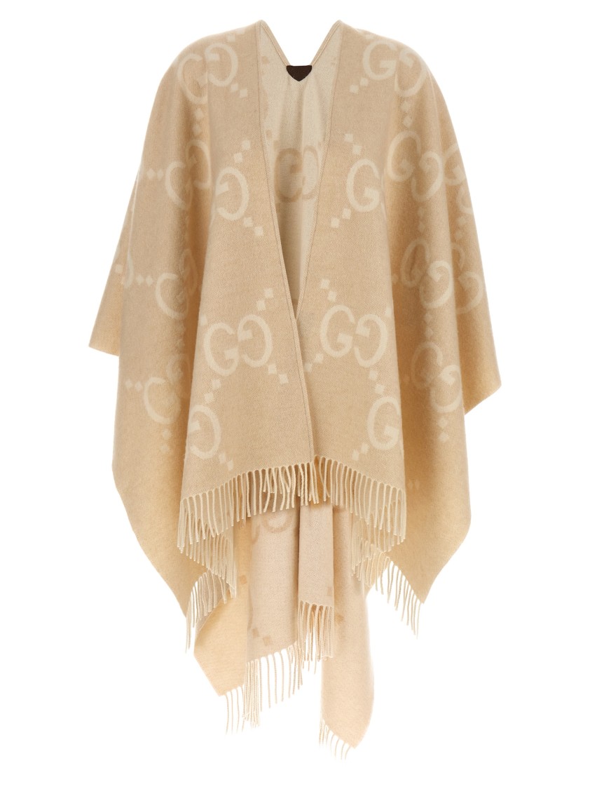 Gucci 'gg' Reversible Cape In Neutral
