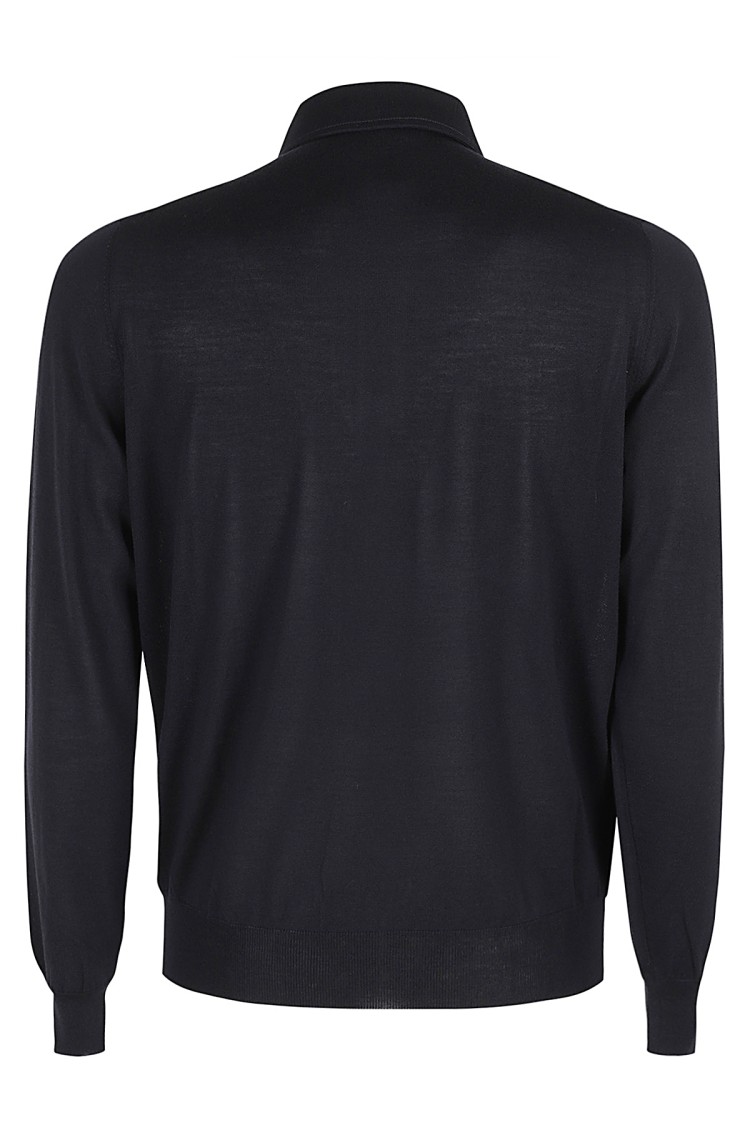 Filippo De Laurentiis Long-sleeved Wool Polo In Black