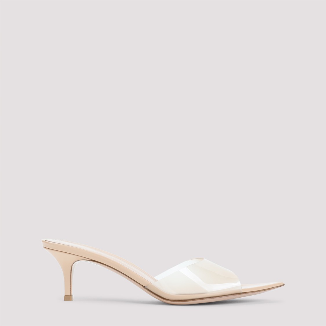 Gianvito Rossi Pointed Toe Mules With Semi-sheer Strap In White