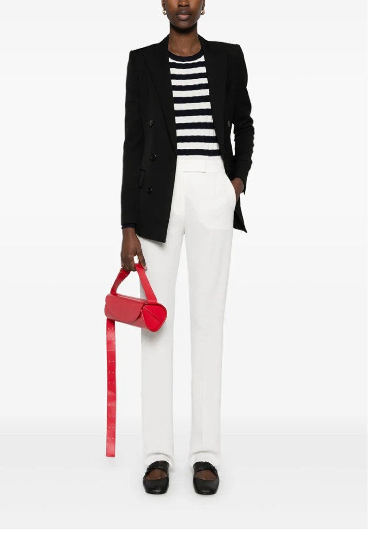 MAX MARA MAX MARA TAILORED WHITE VINCITA TROUSERS WITH POLISHED FINISH