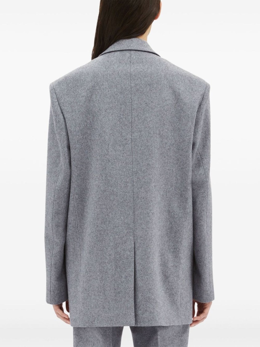 Msgm Heather Grey Eyelet-embellished Single-breasted Blazer In Grey