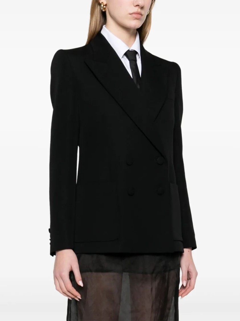 Valentino Double-breasted Tailored Jacket With Structured Shoulders In Black