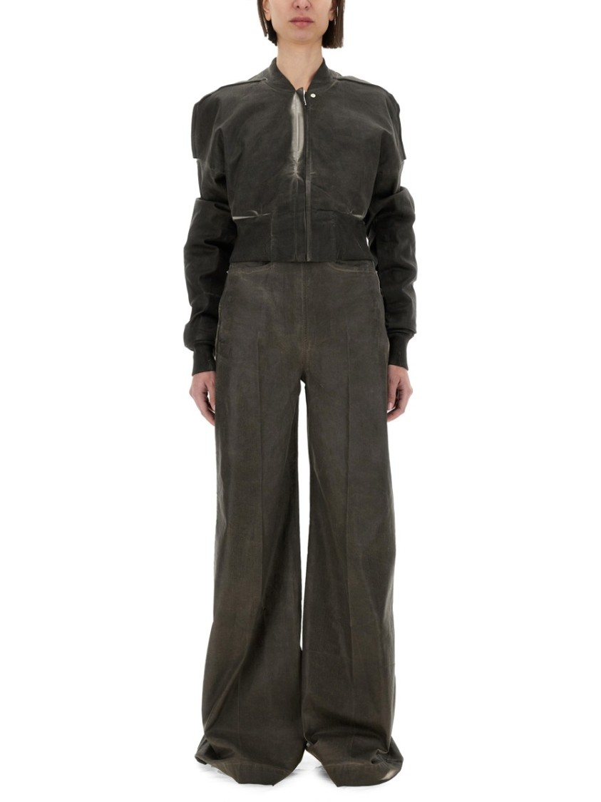 Rick Owens Drkshdw Drkshdw By Rick Owens "flight Jkt" Cropped Bomber Jacket In Grey