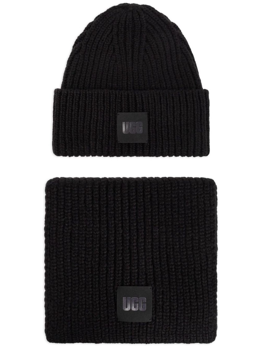 Ugg Chunky Rib Knit Set In Black