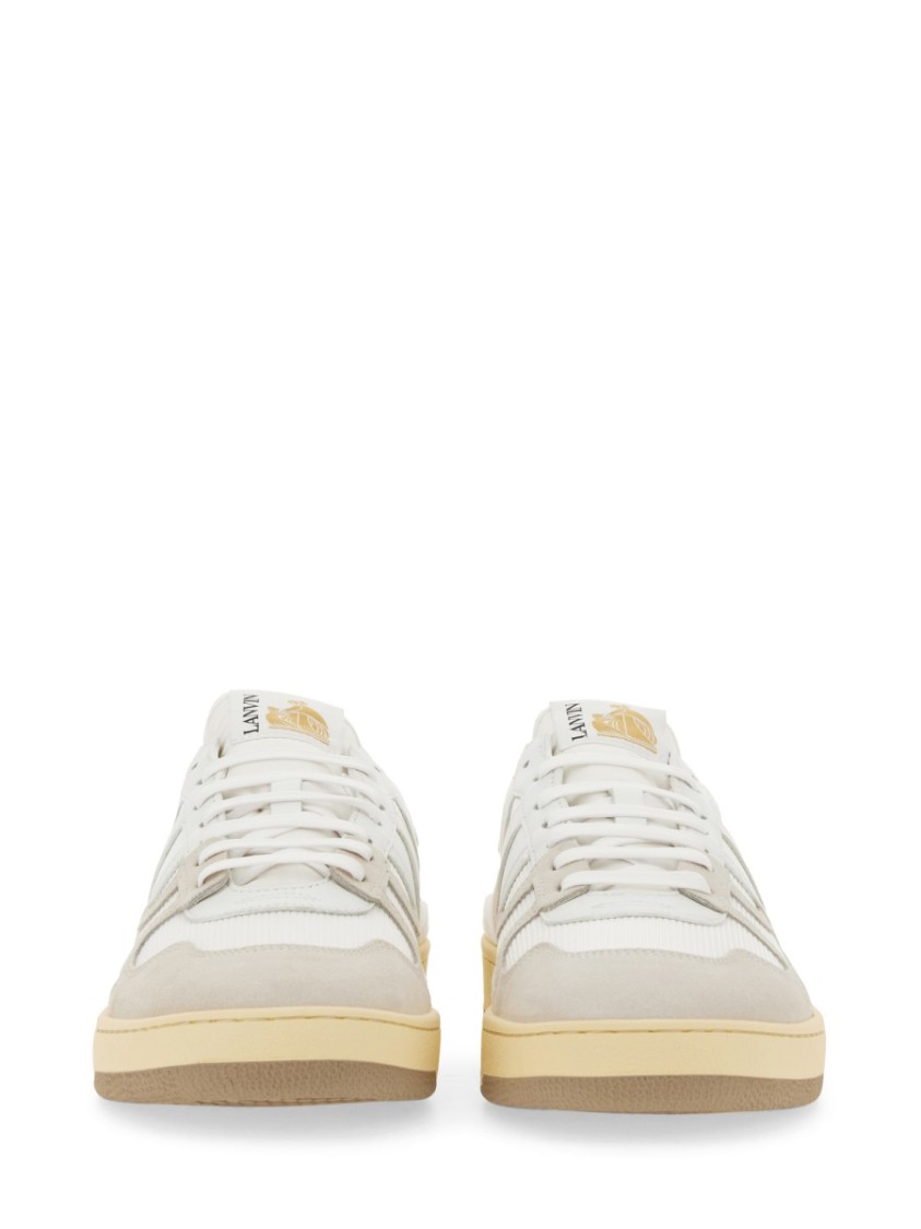 Lanvin Mesh And Leather Clay Sneakers With In White