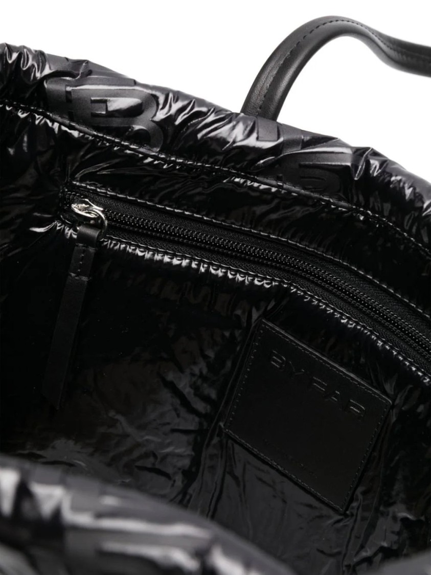 By Far Black Embossed Leather Handbag In Black