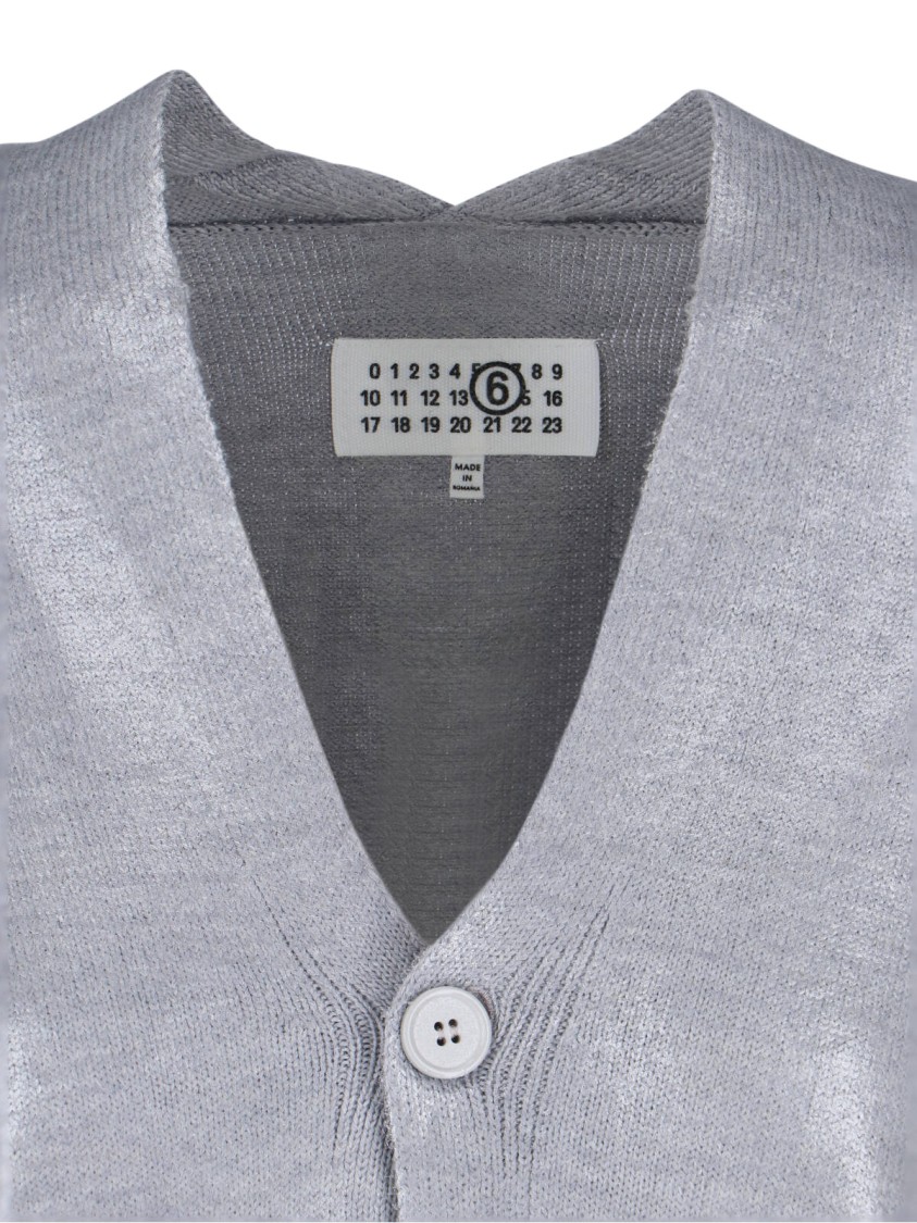 Mm6 Maison Margiela Shiny V Neck Knitwear With Long Sleeves