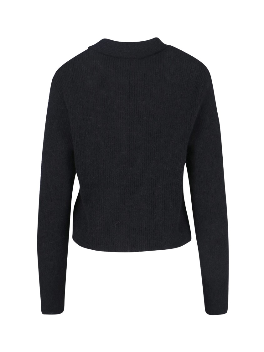 Our Legacy Cropped Top With Classic Collar And Button-down Front In Black