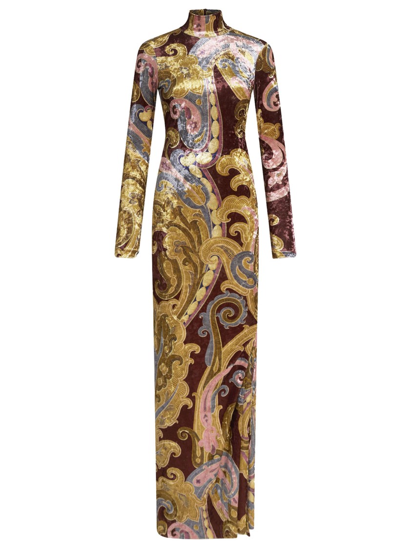 Shop Etro Bordeaux Dress With Paisley Print In Burgundy