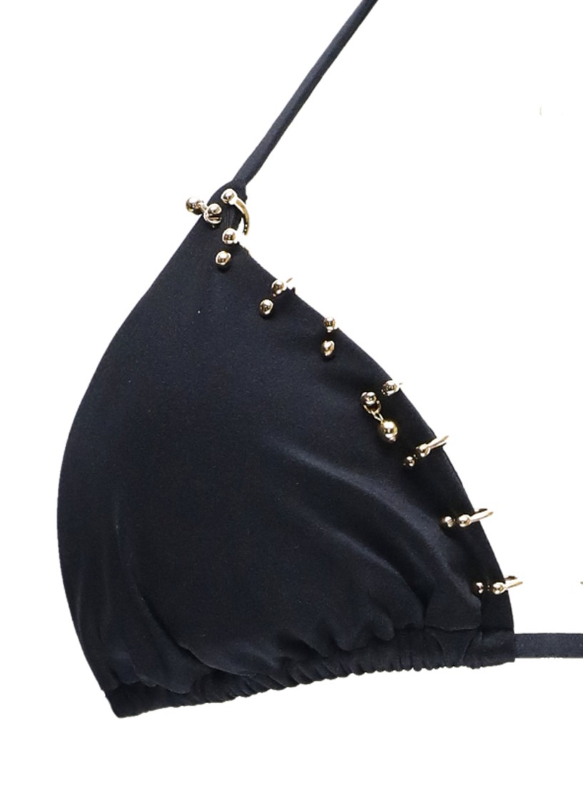 Miss Bikini Blue Triangle Bikini With Metallic Accents