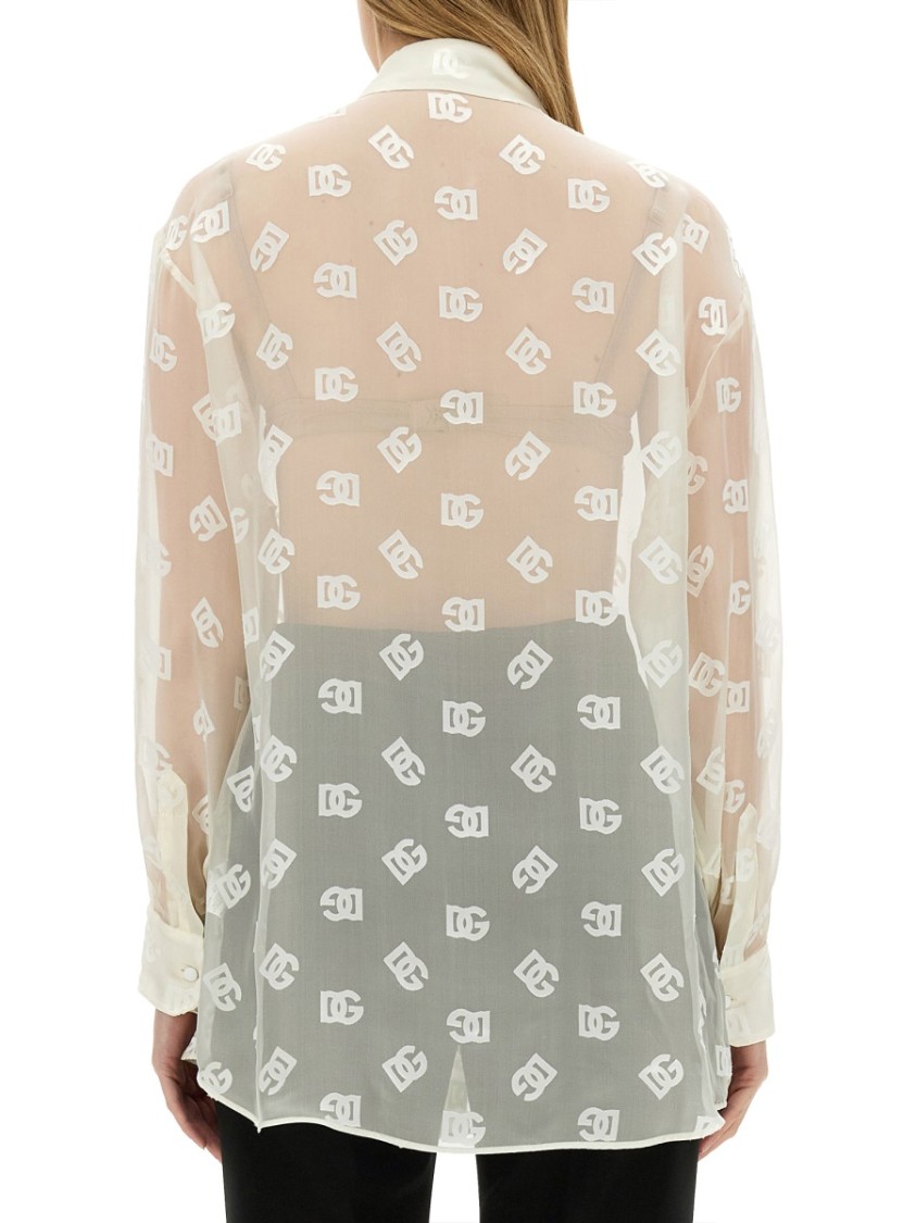 Dolce & Gabbana Burnout Sheer Silk Shirt In White