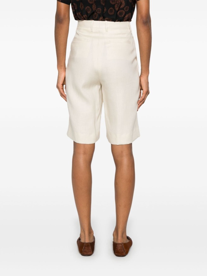Tagliatore Tailored Beige Linen Shorts With Pleated Front In Neutrals