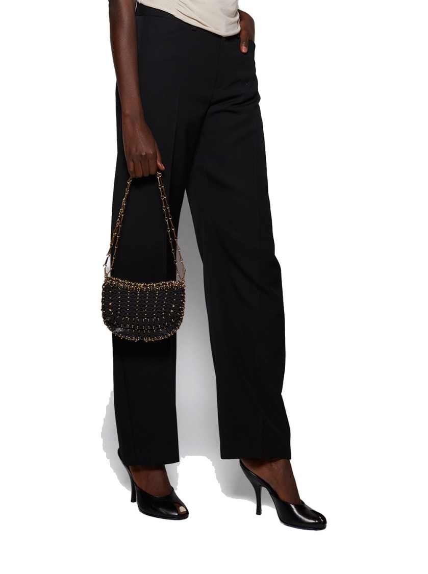 Rabanne 1969 Leather Disc Bag Black In Black