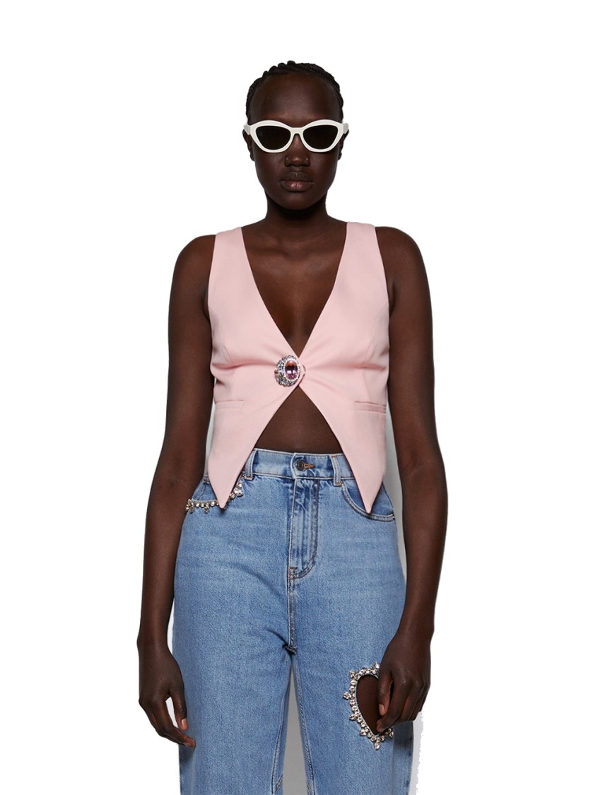 Shop Area Crystal Gemstone Cluster Gilet Pastel Pink