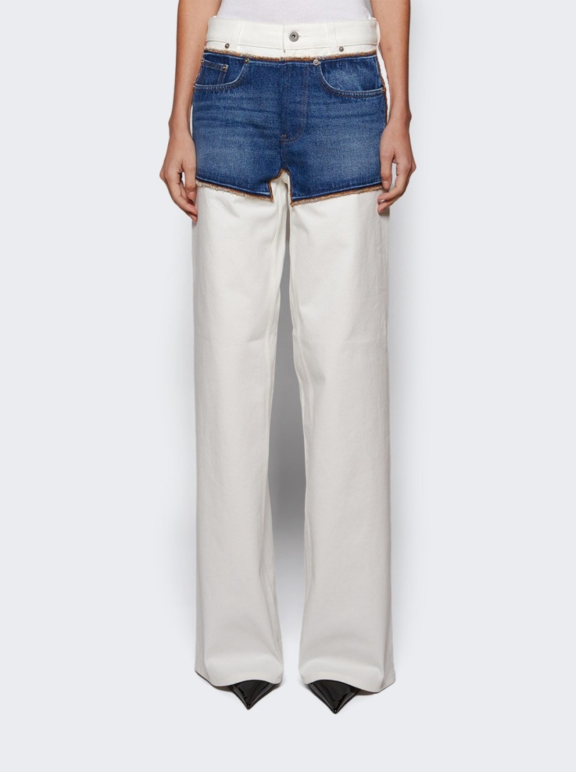 Shop Jean Paul Gaultier The Petit Grand Denim Jeans Ecru In Multicolor