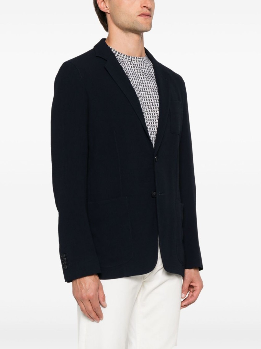 Giorgio Armani Tailored Black Blazer With Notch Lapel And Textured Fabric In Black