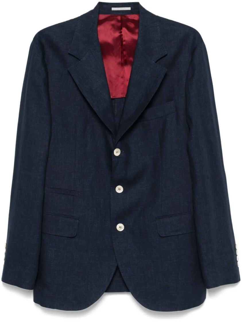 Brunello Cucinelli Single-breasted Deconstructed Jacket Flap Pockets In Blue
