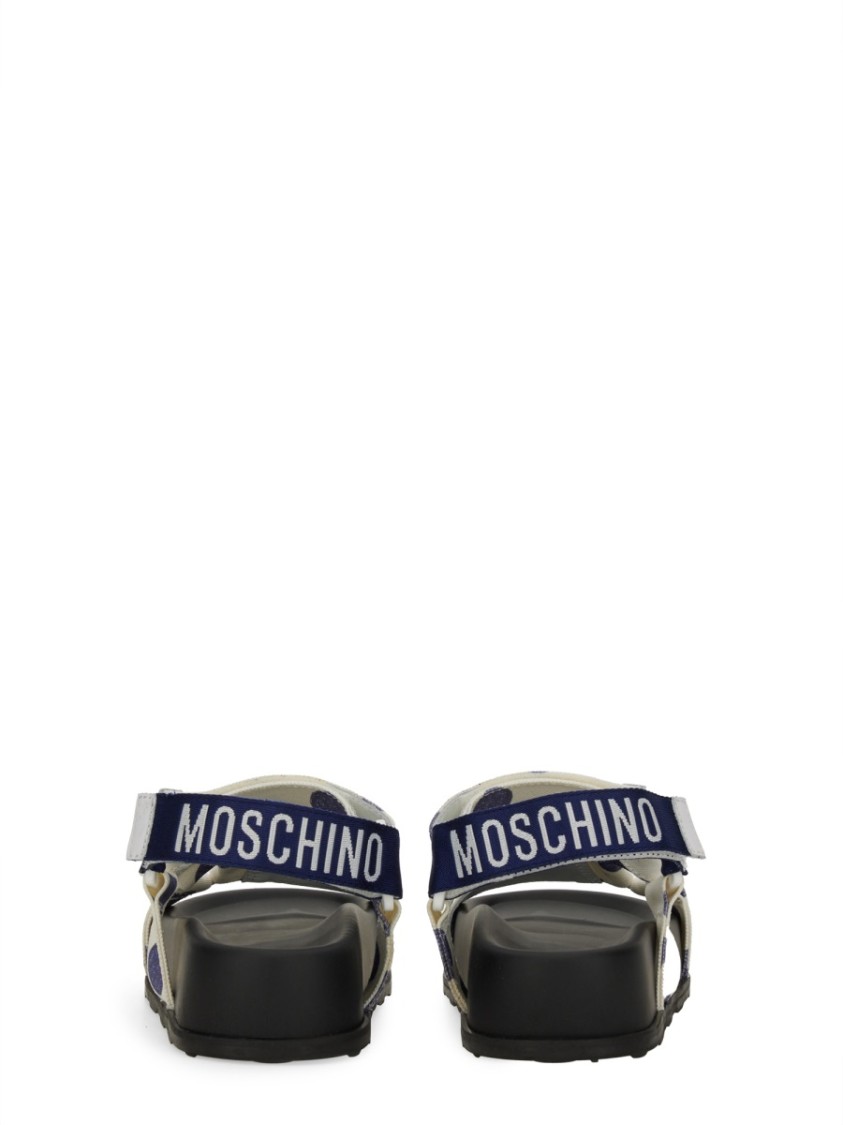 Shop Moschino Polka Dot Wide Strap Sandals