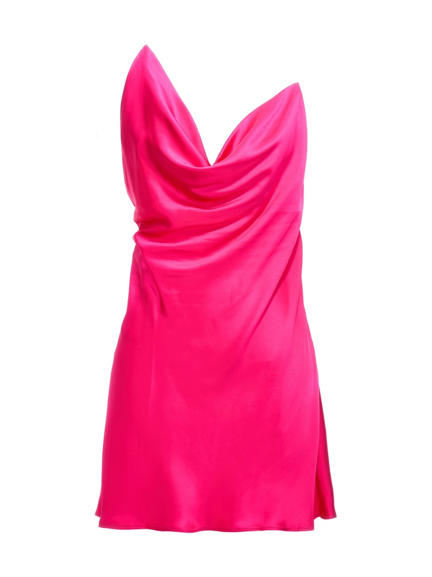 Y/project Satin Dress With Unique Crisscross Transparent Straps In Pink