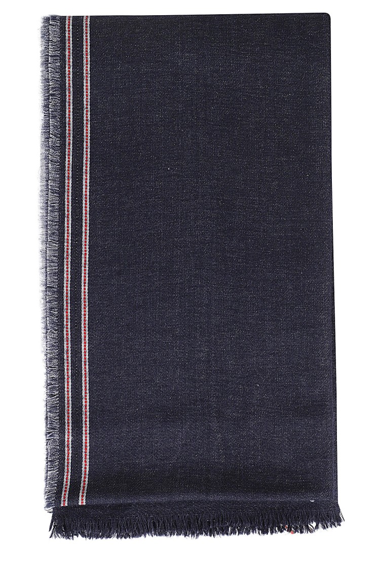 Shop Faliero Sarti Denim Effect Scarf In Blue