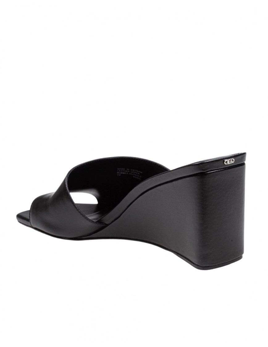 Michael Kors Merriam Wedge Leather Clogs In Black Color In Black