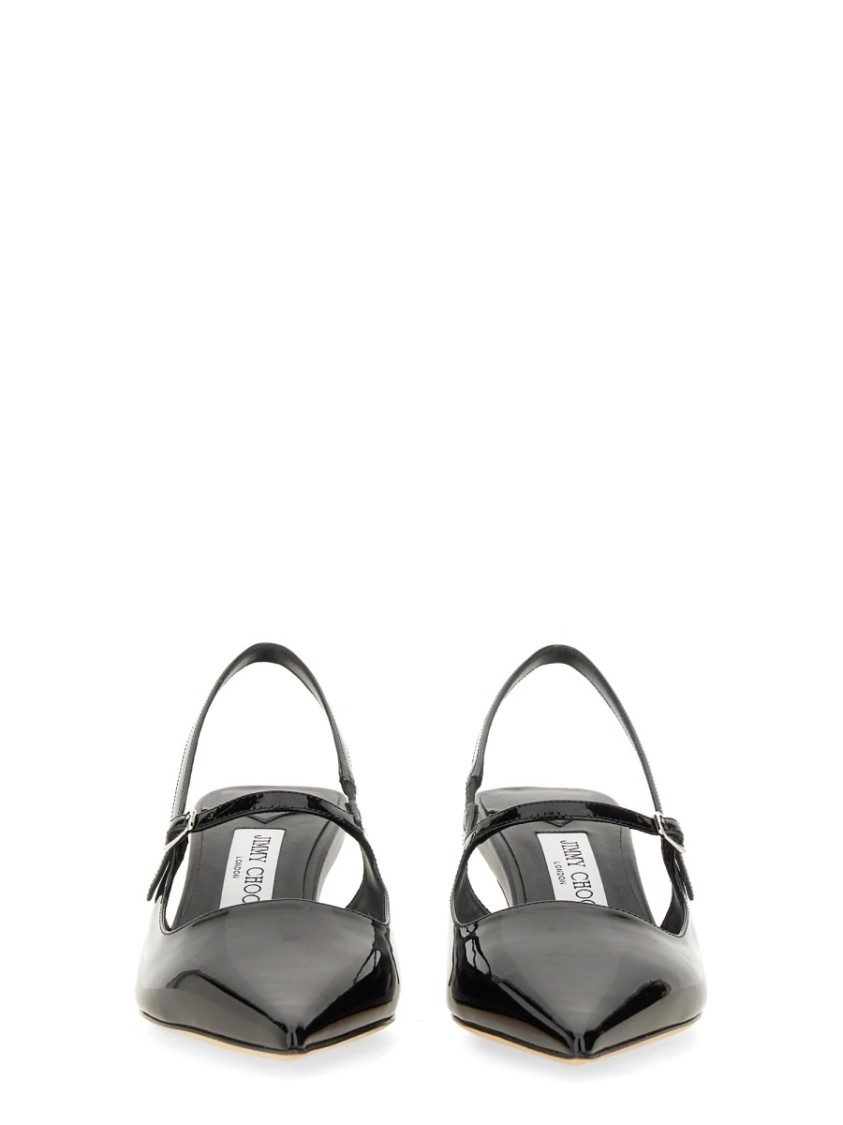 Jimmy Choo Patent Leather Slingback With Back Monogram