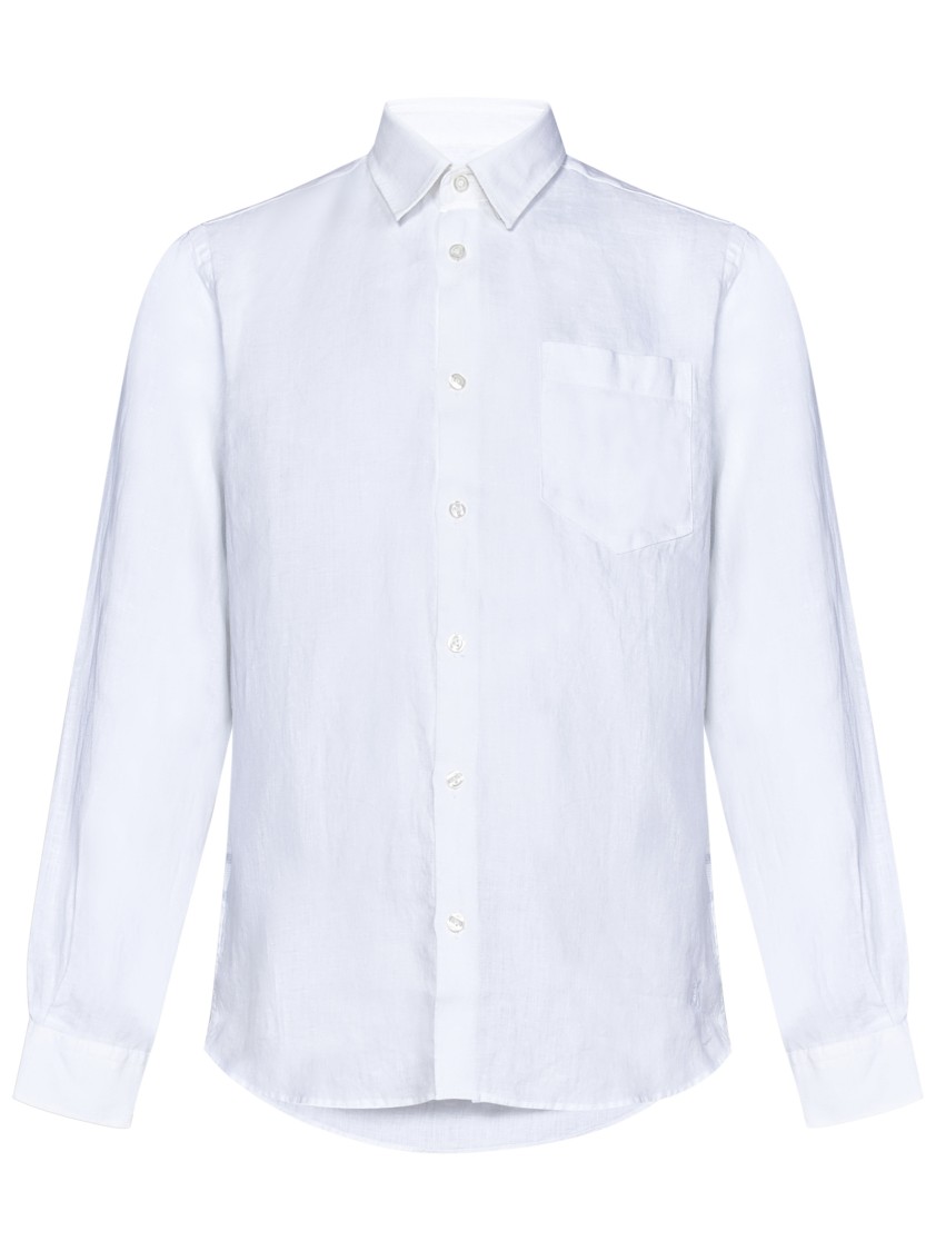 Vilebrequin White Linen Shirt With Turtle Embroidery In White
