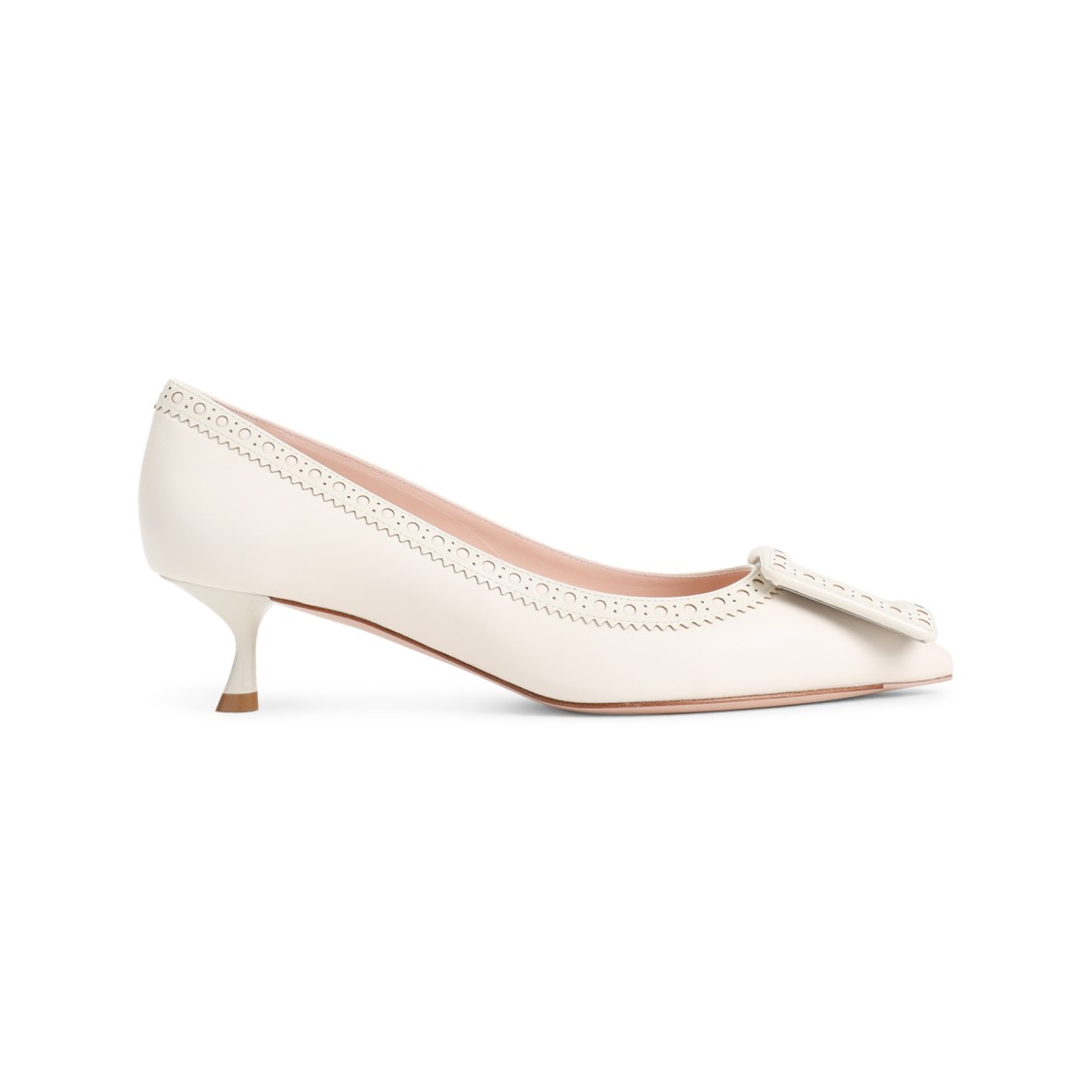 Roger Vivier Cire White Lamb Leather Viv In The City Perforated 45 Decollete Pumps In Neutrals