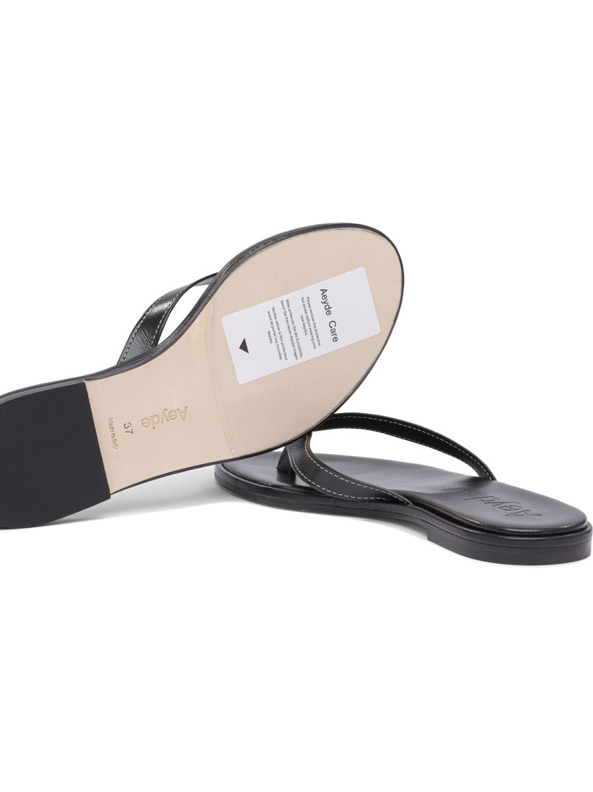 Aeyde Aeydē Black Sandals With Soft Nappa And Cow Leather Construction In Gray