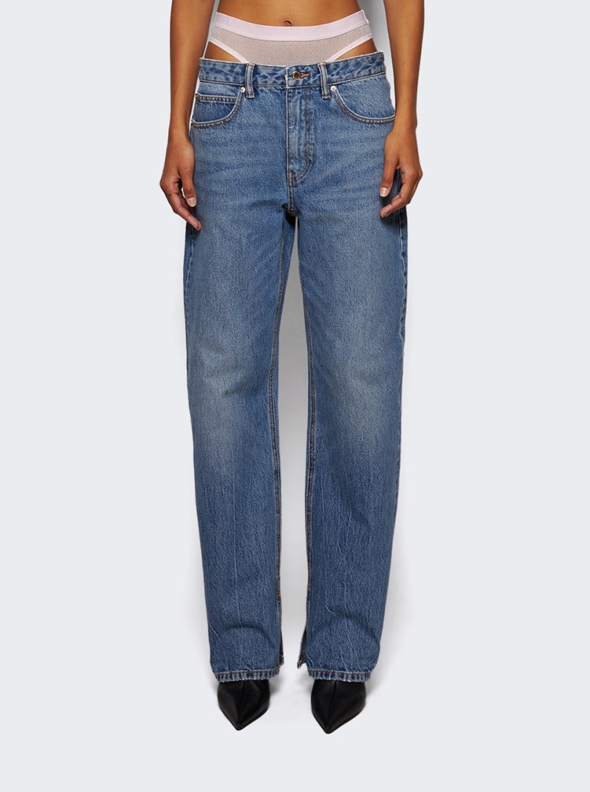 Alexander Wang Slit Hem Jeans W/ Mesh Underwear