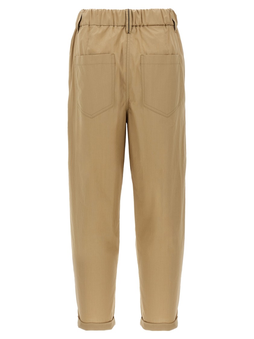 Brunello Cucinelli Light Cotton Trousers With Elegant Pleats In Brown