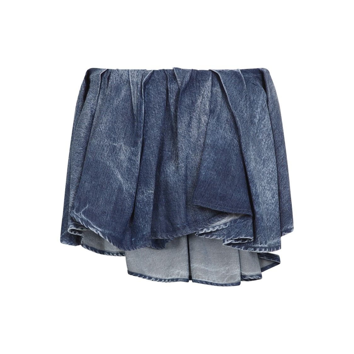 Shop Diesel Layered Denim Texture Skirt With Asymmetrical Hemline In Blue
